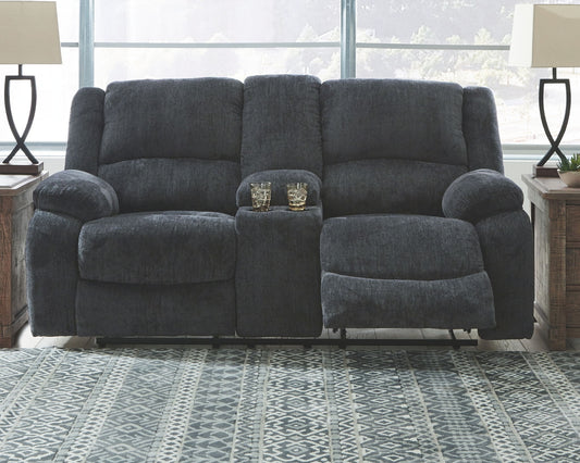 Draycoll - Dark Gray - Dbl Rec Loveseat W/Console