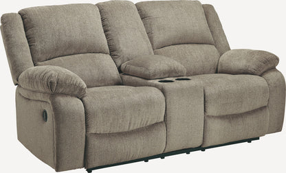 Draycoll - Light Gray - Dbl Rec Loveseat W/Console