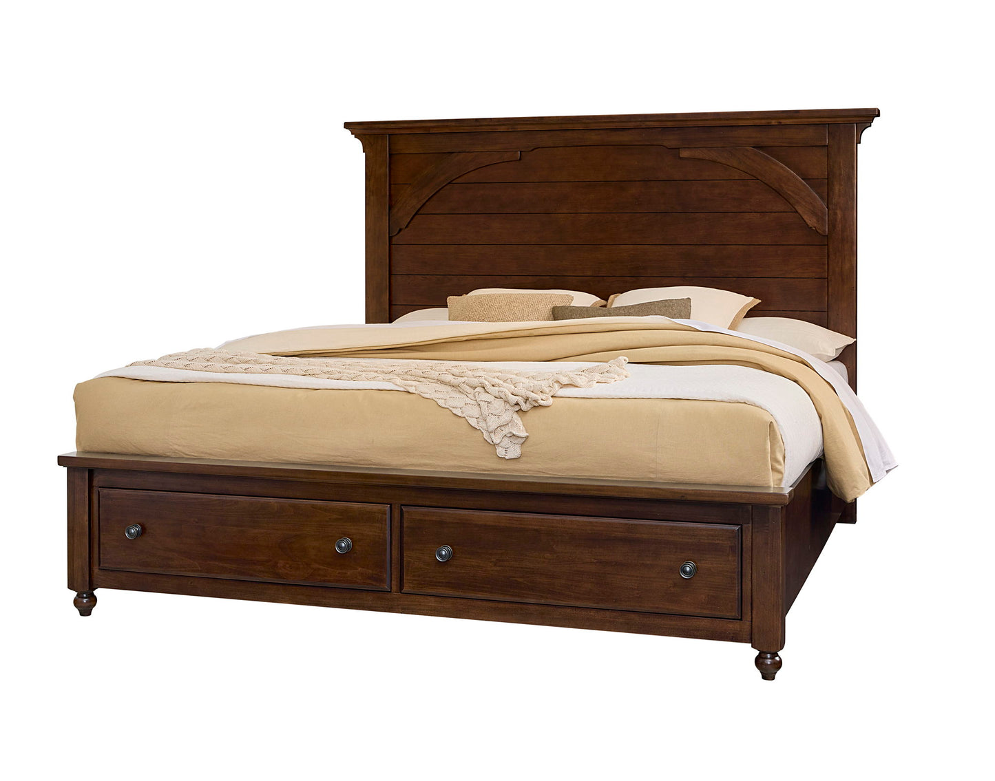 Vista - Queen Mansion Foot Storage Bed - Cherry