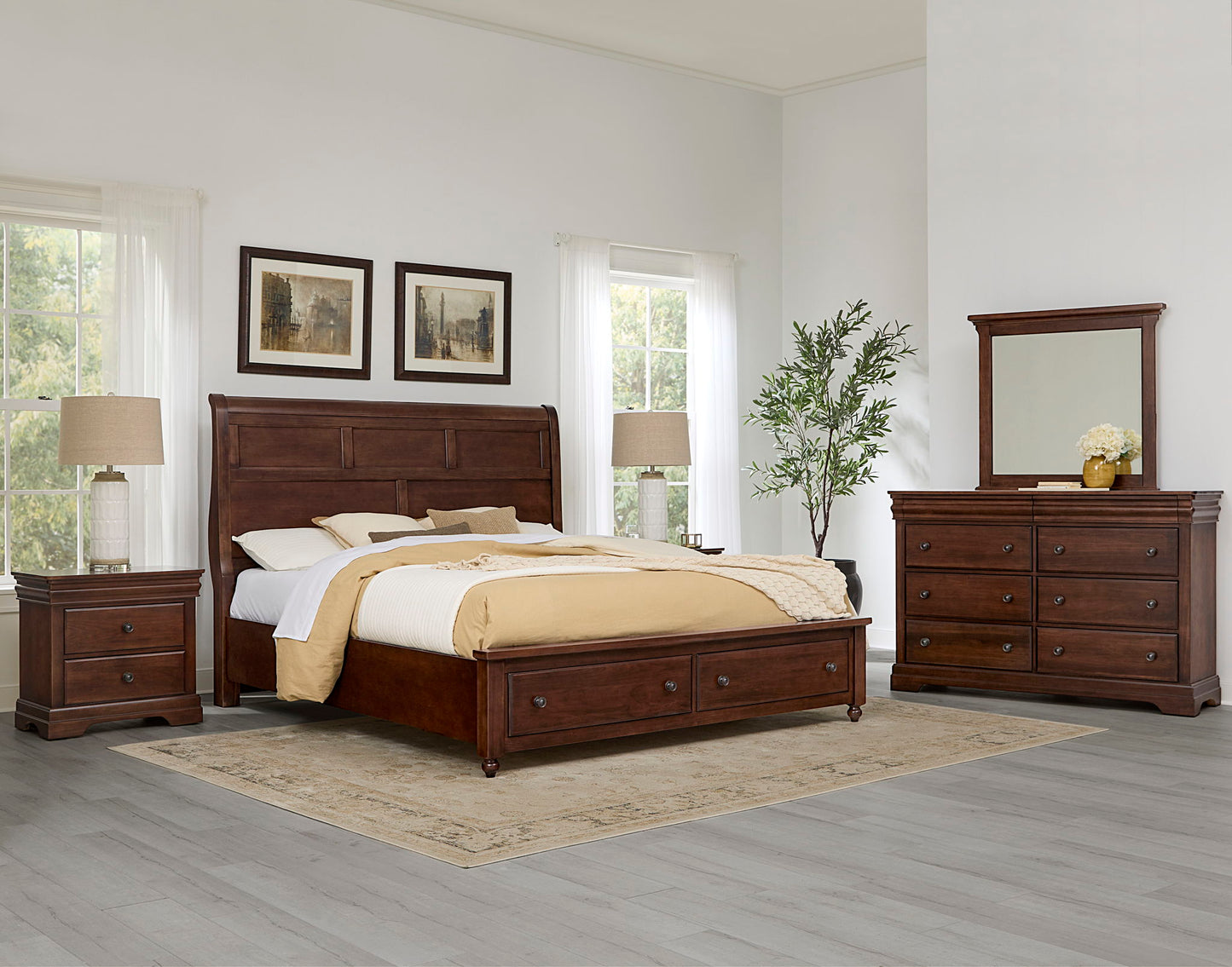 Vista - King Sleigh Foot Storage Bed - Cherry