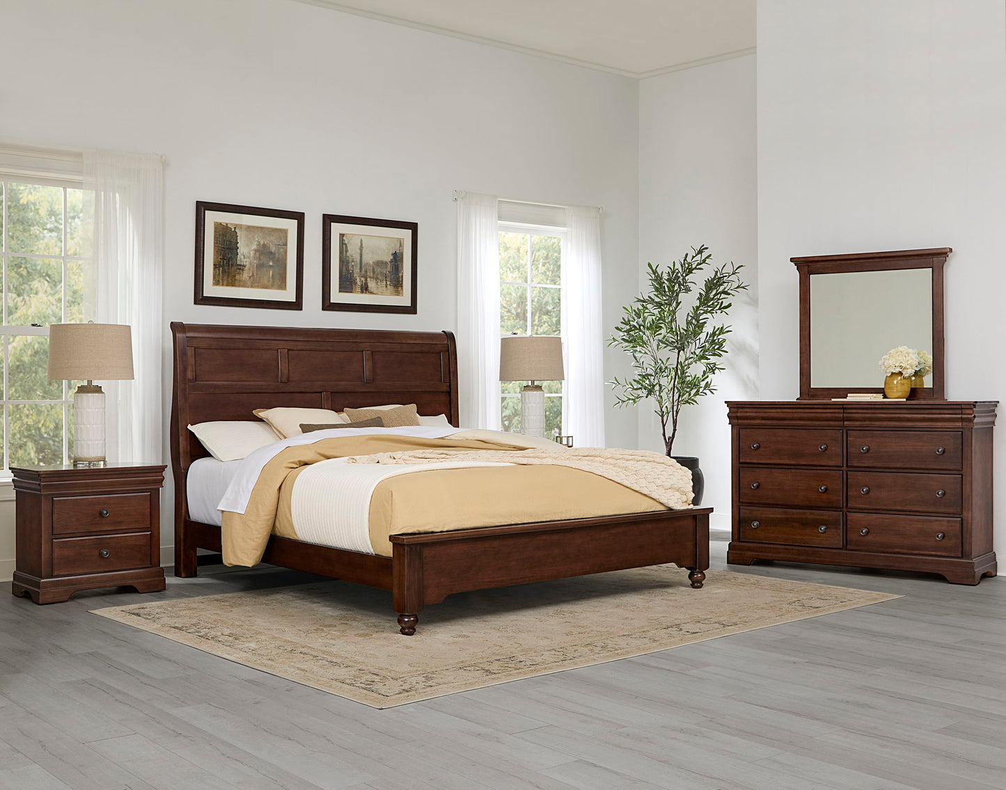 Vista - King Sleigh Bed - Cherry