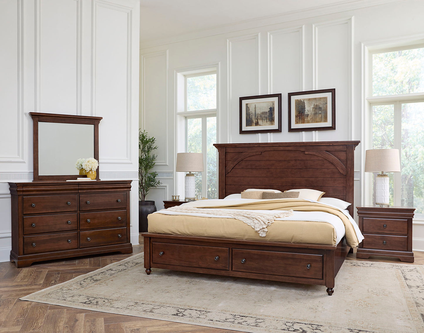 Vista - King Mansion Foot Storage Bed - Cherry