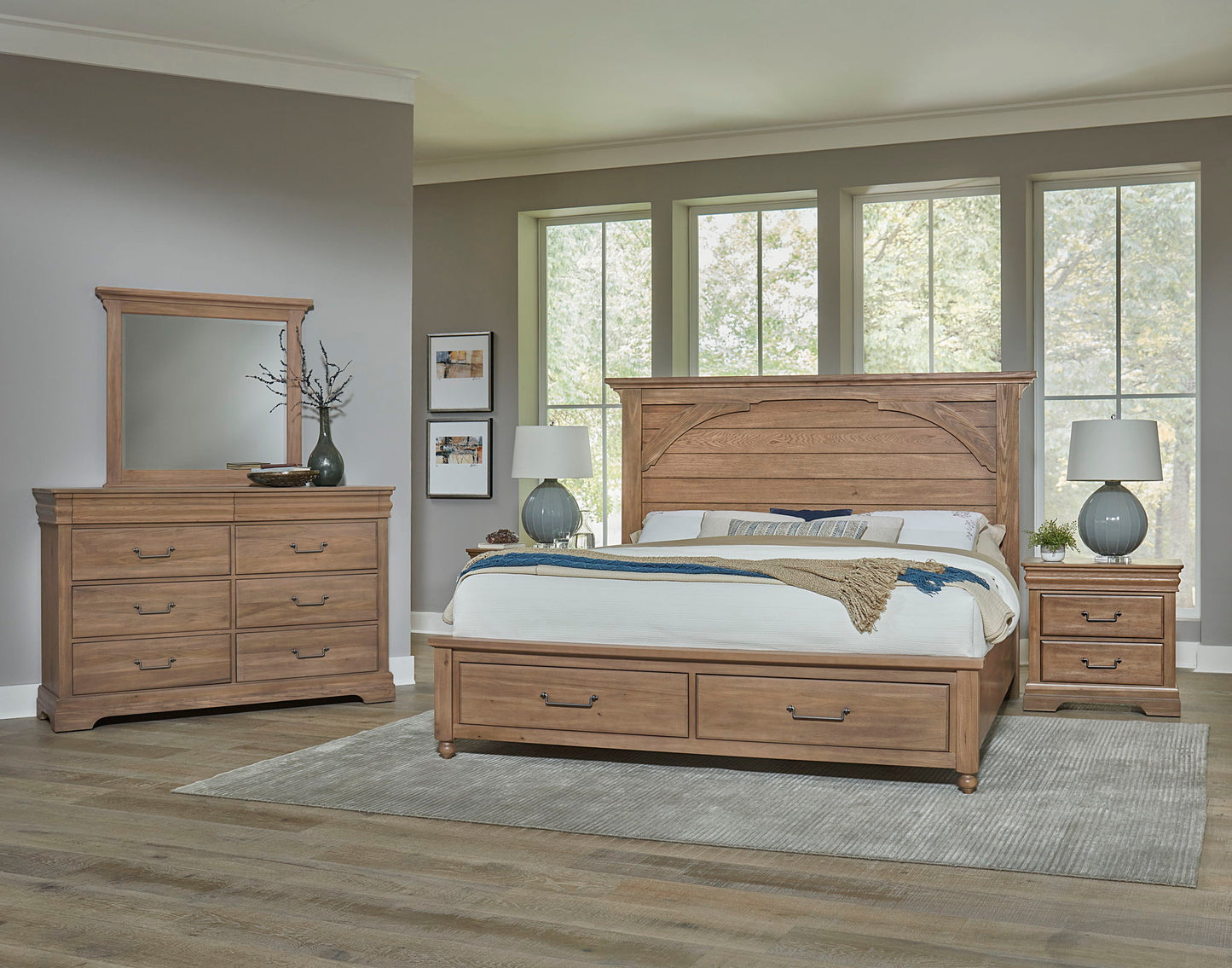 Vista - King Mansion Foot Storage Bed - Natural Oak