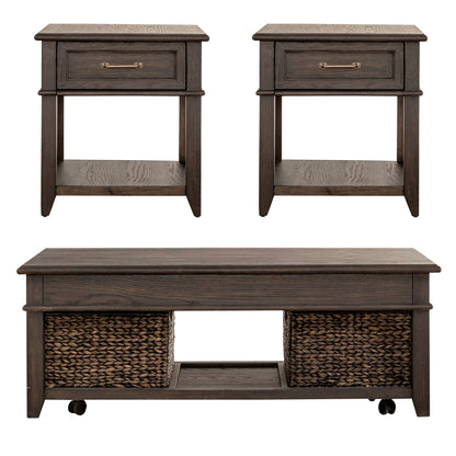 Mill Creek - 3 Piece Set (Lift Top Cocktail & 2 Drawer End Tables) - Dark Brown