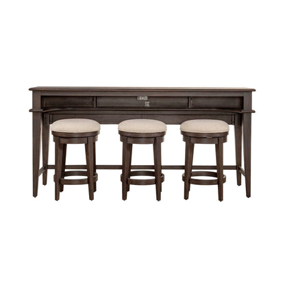 Mill Creek - 4 Piece Set (Bar Console & 3 Stools) - Dark Brown