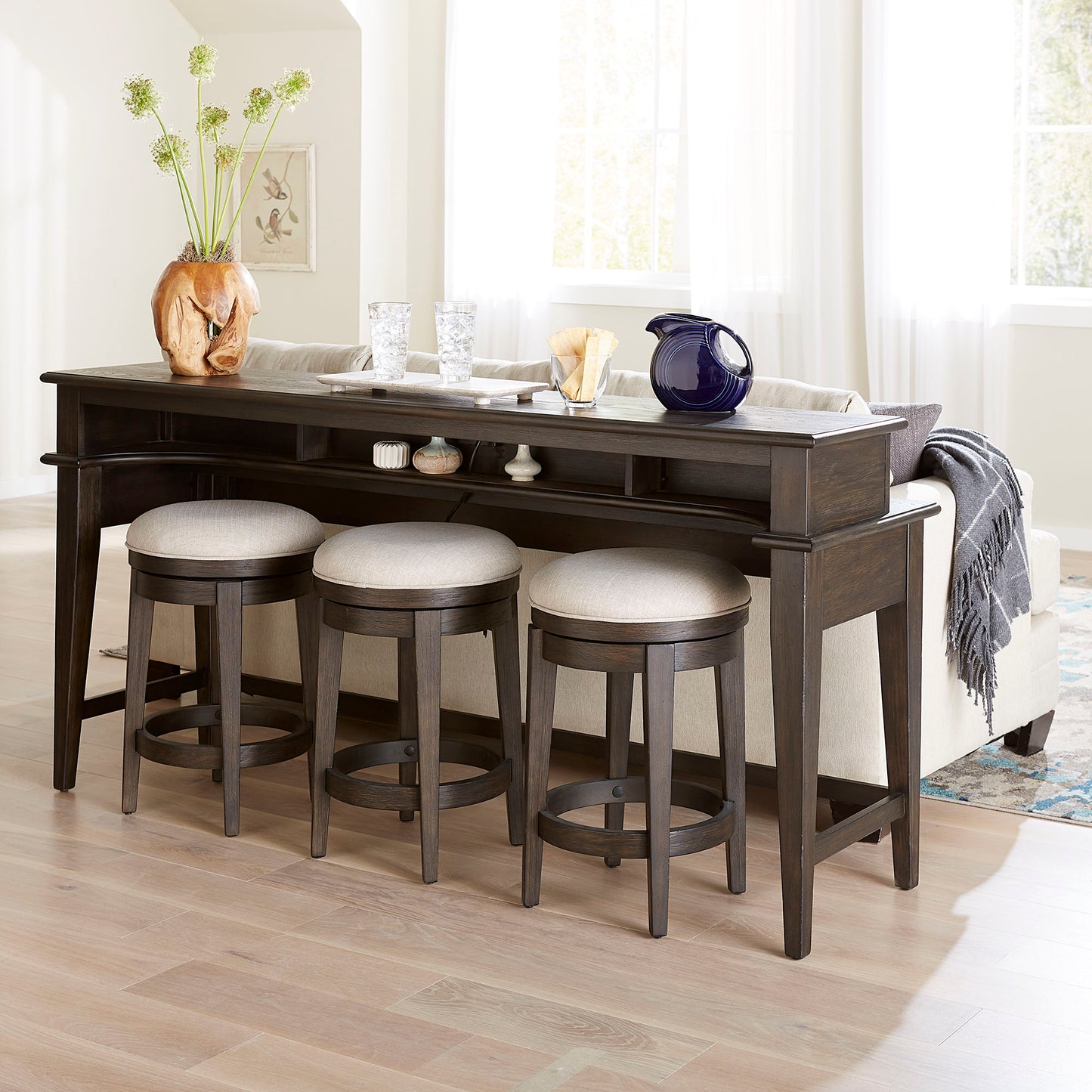 Mill Creek - 4 Piece Set (Bar Console & 3 Stools) - Dark Brown
