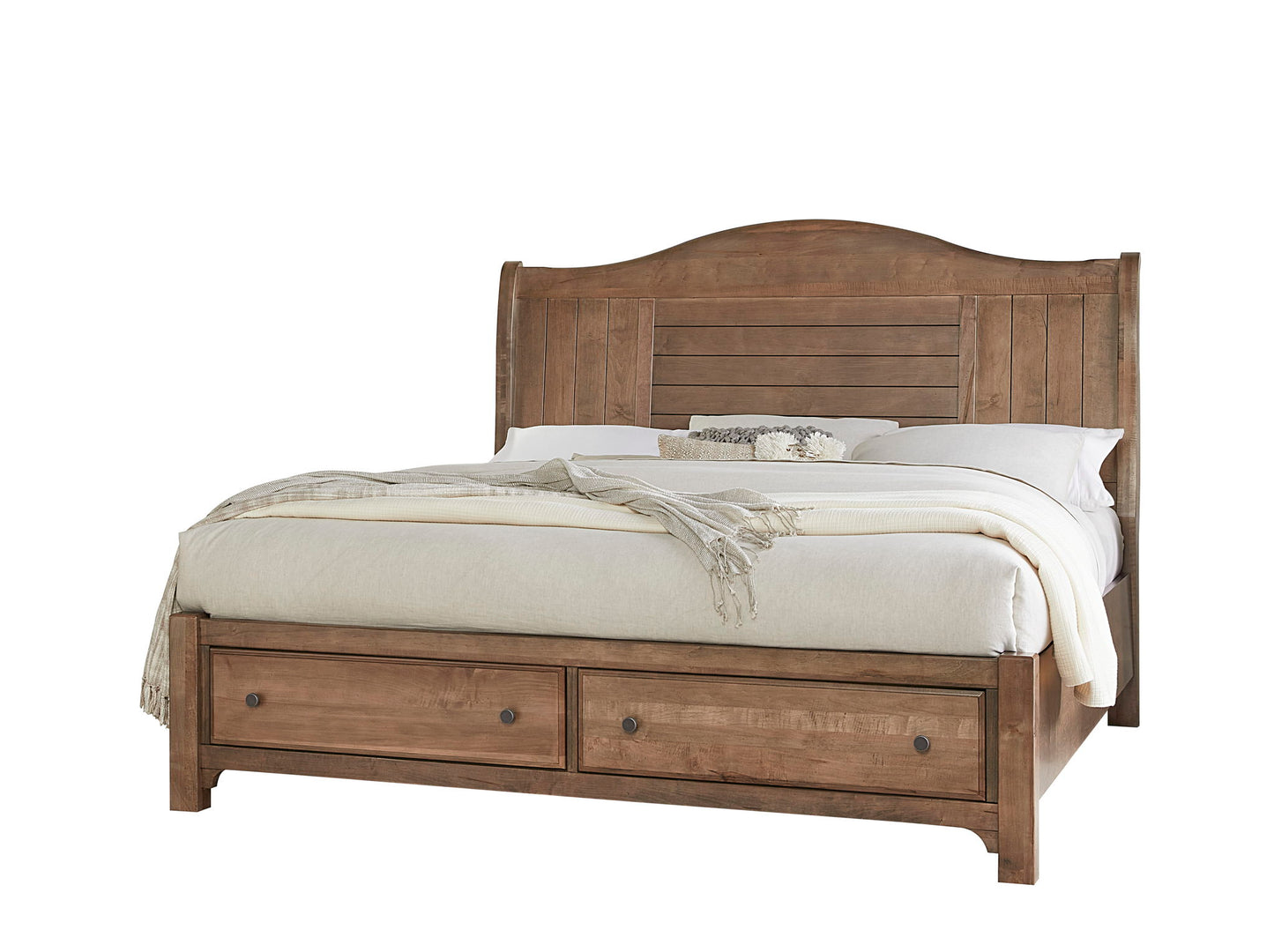 Cool Farmhouse - Queen Sleigh Footboard Storage Bed - Natural