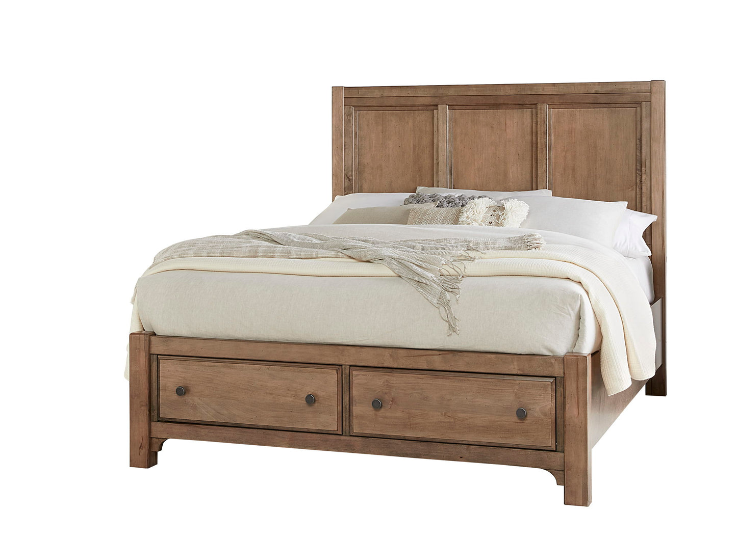 Cool Farmhouse - Queen Panel Footboard Storage Bed - Natural