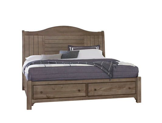 Cool Farmhouse - Queen Sleigh Footboard Storage Bed - Grey