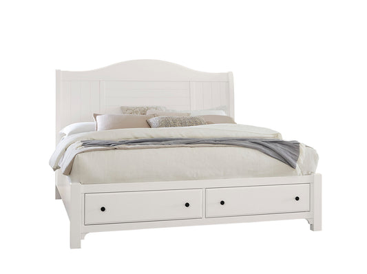 Cool Farmhouse - Queen Sleigh Footboard Storage Bed - Soft White