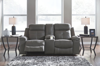 Jesolo - Dark Gray - Dbl Rec Loveseat W/Console