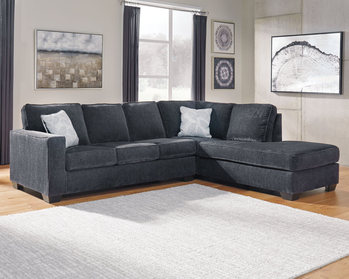 Altari - Slate - Right Arm Facing Corner Chaise With Sleeper 2 Pc Sectional