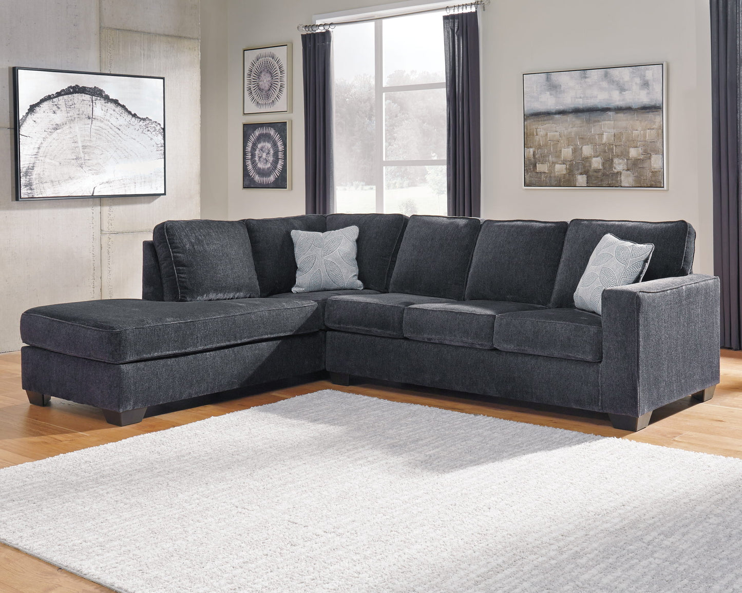 Altari - Slate - Left Arm Facing Corner Chaise With Sleeper 2 Pc Sectional