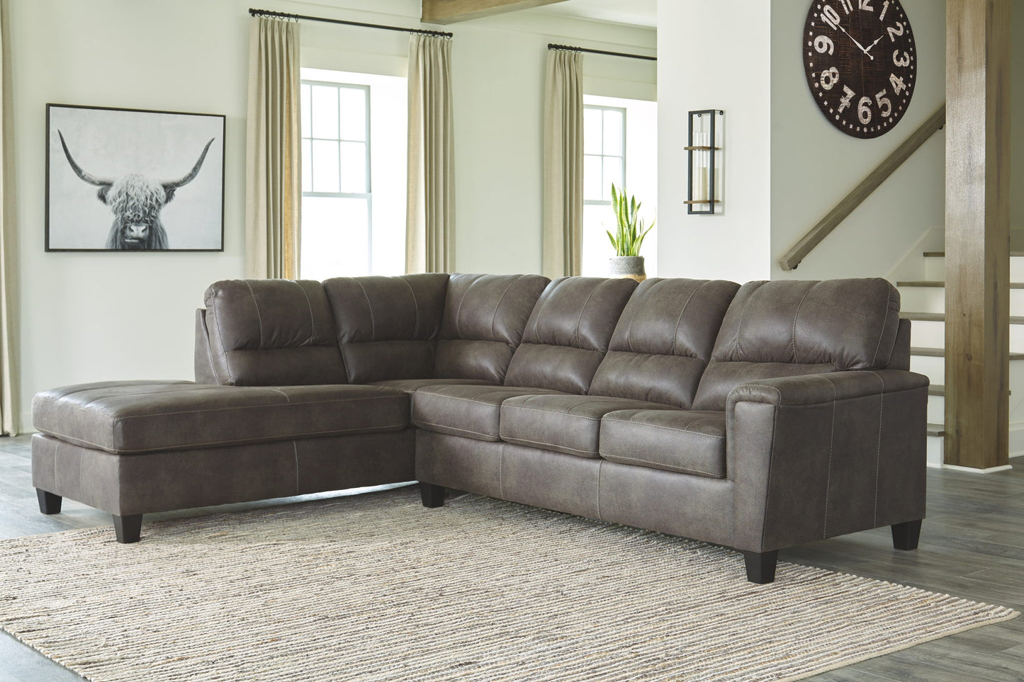 Navi - Smoke - Left Arm Facing Corner Chaise With Sleeper 2 Pc Sectional