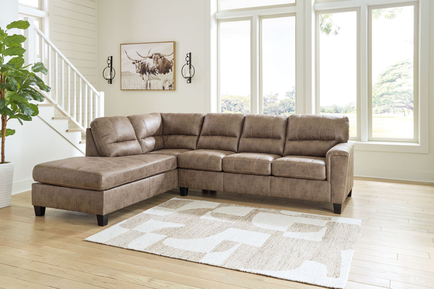 Navi - Fossil - 2-Piece Sectional Sofa Sleeper With Laf Corner Chaise