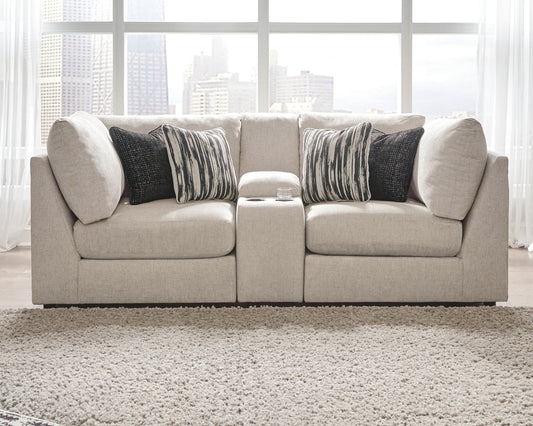 Kellway - Bisque - Loveseat With Console 3 Pc Sectional
