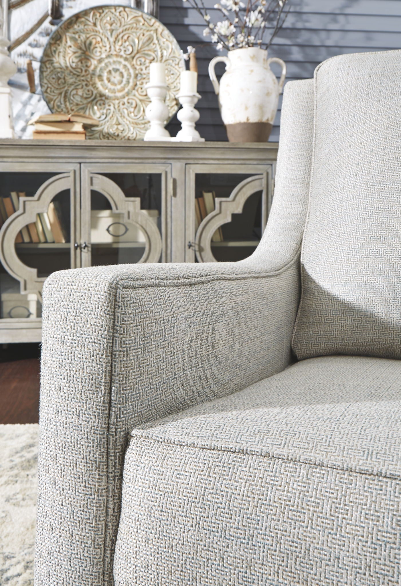 Kambria - Frost - Swivel Glider Accent Chair