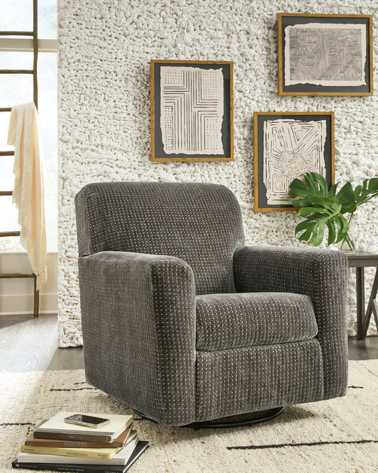 Herstow - Charcoal - Swivel Glider Accent Chair