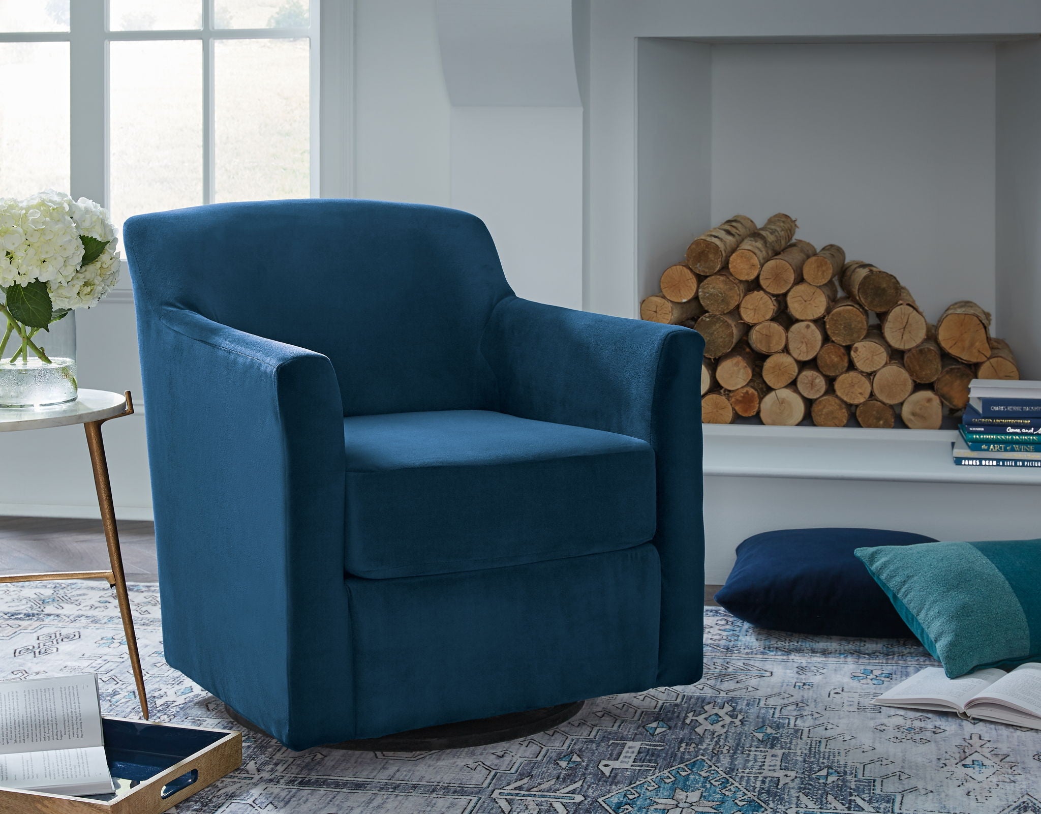 Navy blue swivel accent chair online