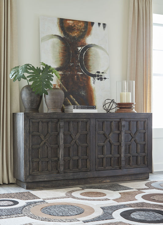 Roseworth - Distressed Black - Accent Cabinet