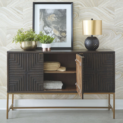 Elinmore - Brown / Gold Finish - Accent Cabinet