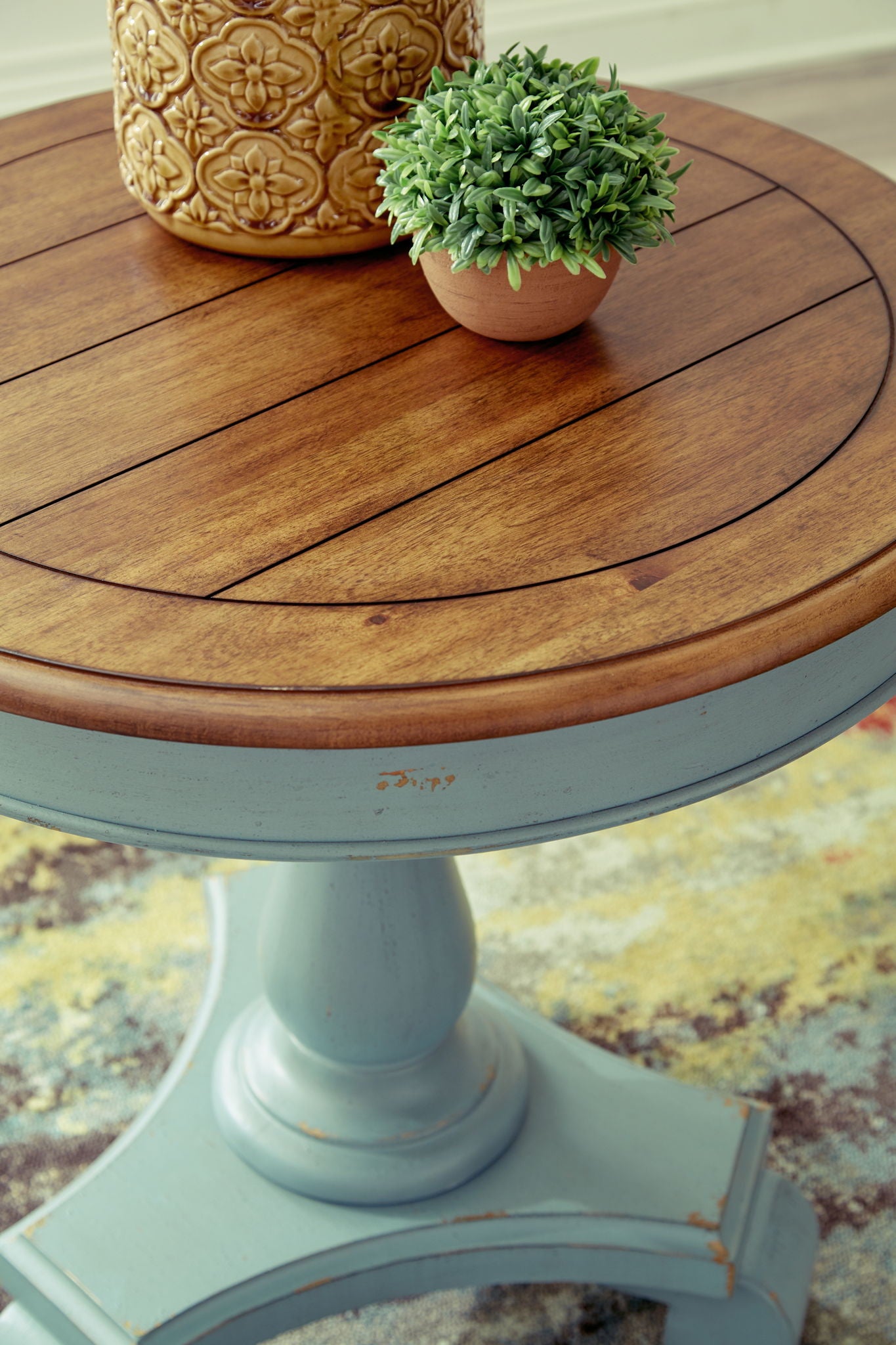 Mirimyn - Teal / Brown - Accent Table