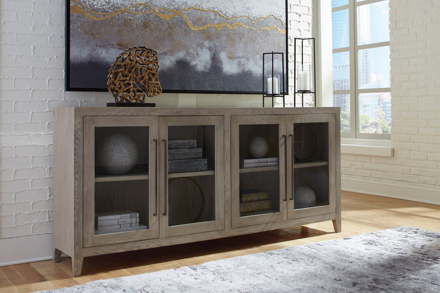 Dalenville - Warm Gray - Accent Cabinet - 4 Doors