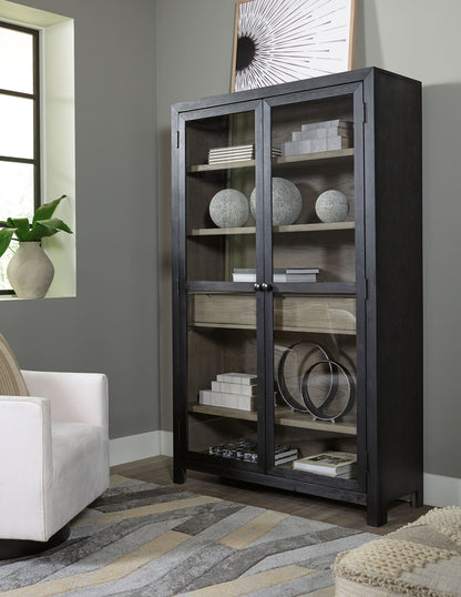 Lenston - Black / Gray - Accent Cabinet With 2 Doors