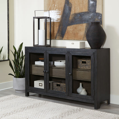 Lenston - Black / Gray - Accent Cabinet With 3 Doors