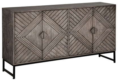 Treybrook - Distressed Gray - 4 Door Accent Cabinet