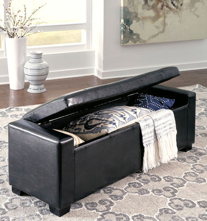 Benches - Black - Upholstered Storage Bench - Faux Leather