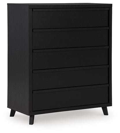 Danziar - Black - Five Drawer Wide Chest