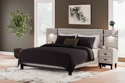Vessalli - Gray - King Panel Bed With Extensions