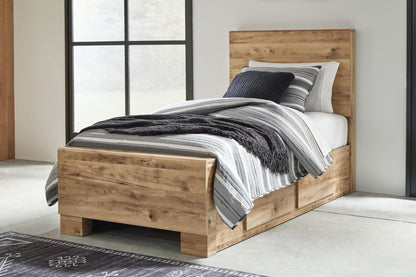 Hyanna - Tan - Twin Panel Bed With 2 Side Storage