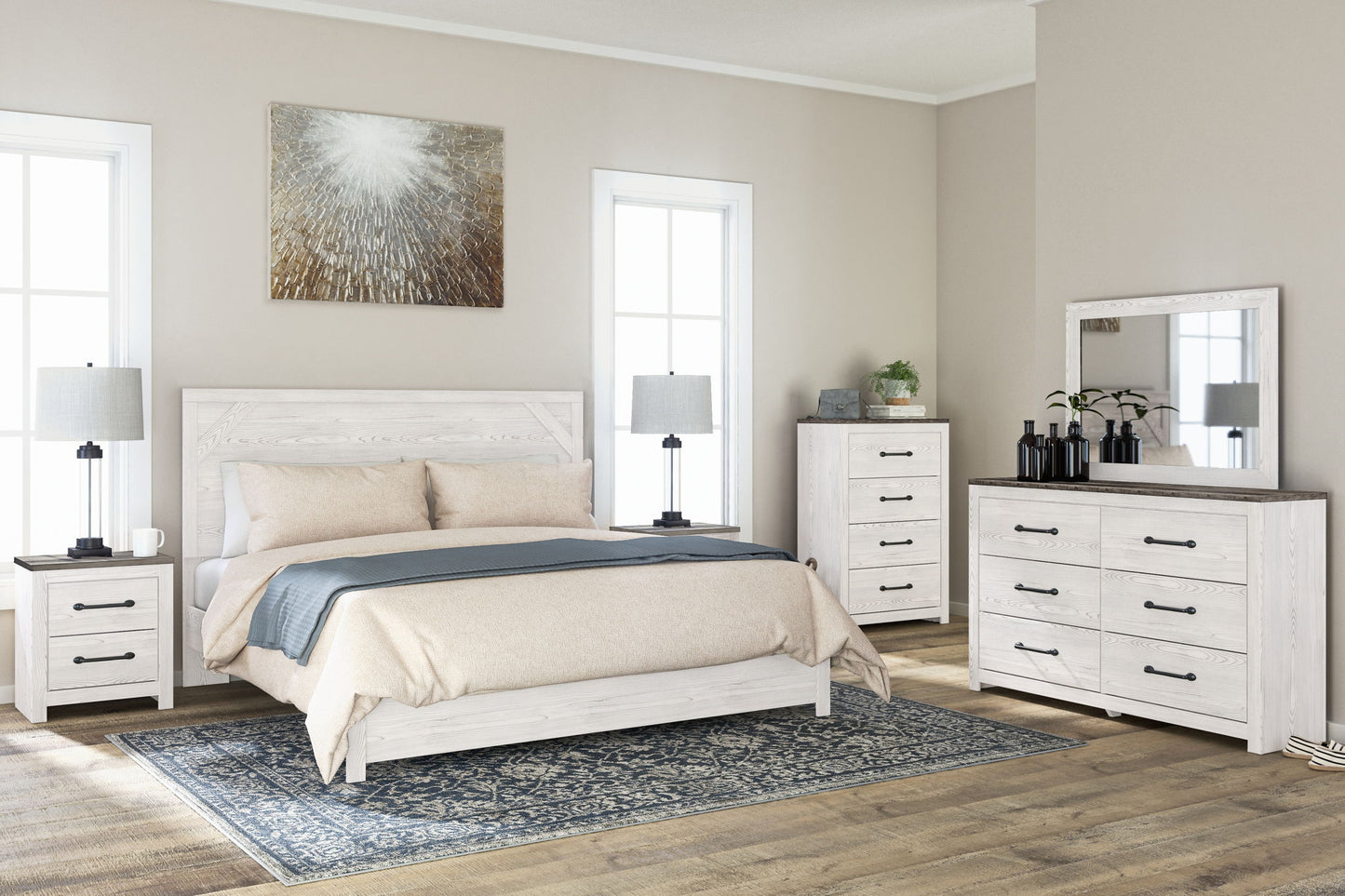 Gerridan - White / Gray - Six Drawer Dresser