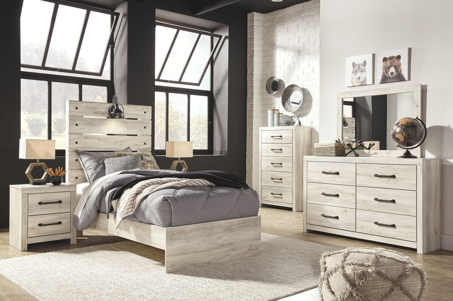 Cambeck - Whitewash - Twin Panel Bed