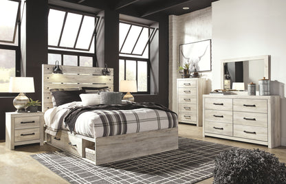 Cambeck - Whitewash - Queen Panel Bed With Side Storage Drawers