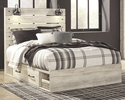 Cambeck - Whitewash - Queen Panel Bed With 4 Storage Drawers