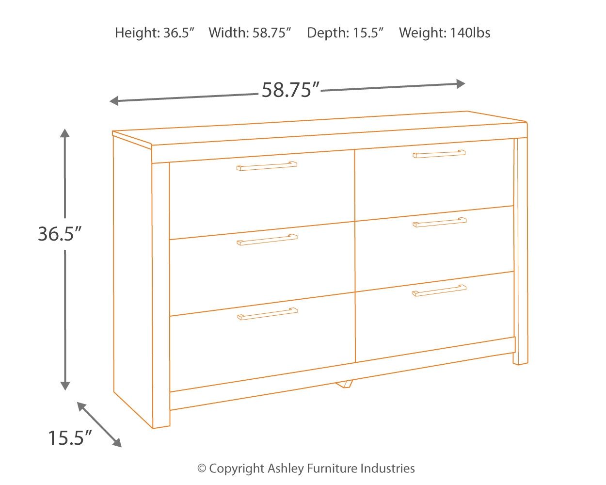 Derekson - Multi Gray - Six Drawer Dresser