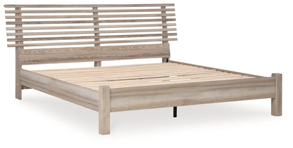 Hasbrick - Tan - King Slat Panel Bed
