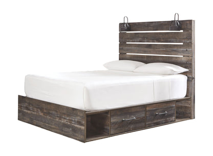 Drystan - Brown / Beige - Queen Panel Bed With 2 Side Drawers