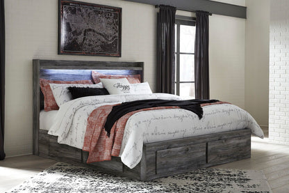 Baystorm - Gray - King Panel Bed With 6 Storage Drawers