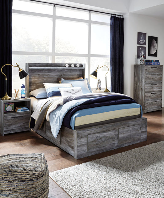 Baystorm - Gray - Full Panel Bed With 4 Storage Drawers