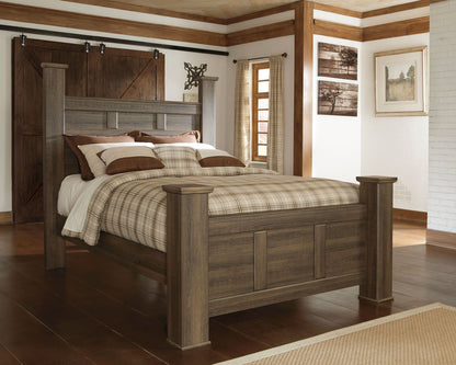 Juararo - Dark Brown - Queen Poster Bed