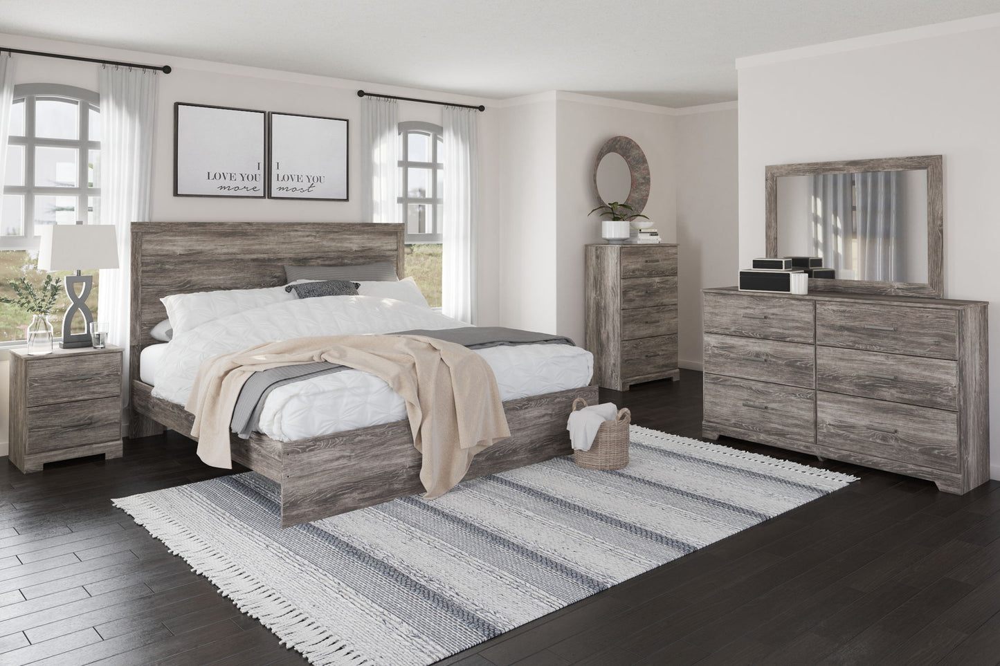 Ralinksi - Gray - King Panel Bed