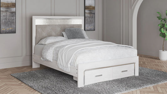 Altyra - White - Queen Panel Bed With Footboard Storage