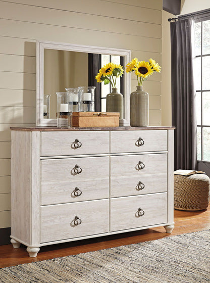 Willowton - Whitewash - Dresser, Mirror