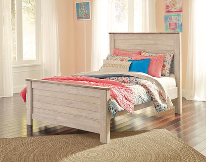 Willowton - Whitewash - Full Panel Bed