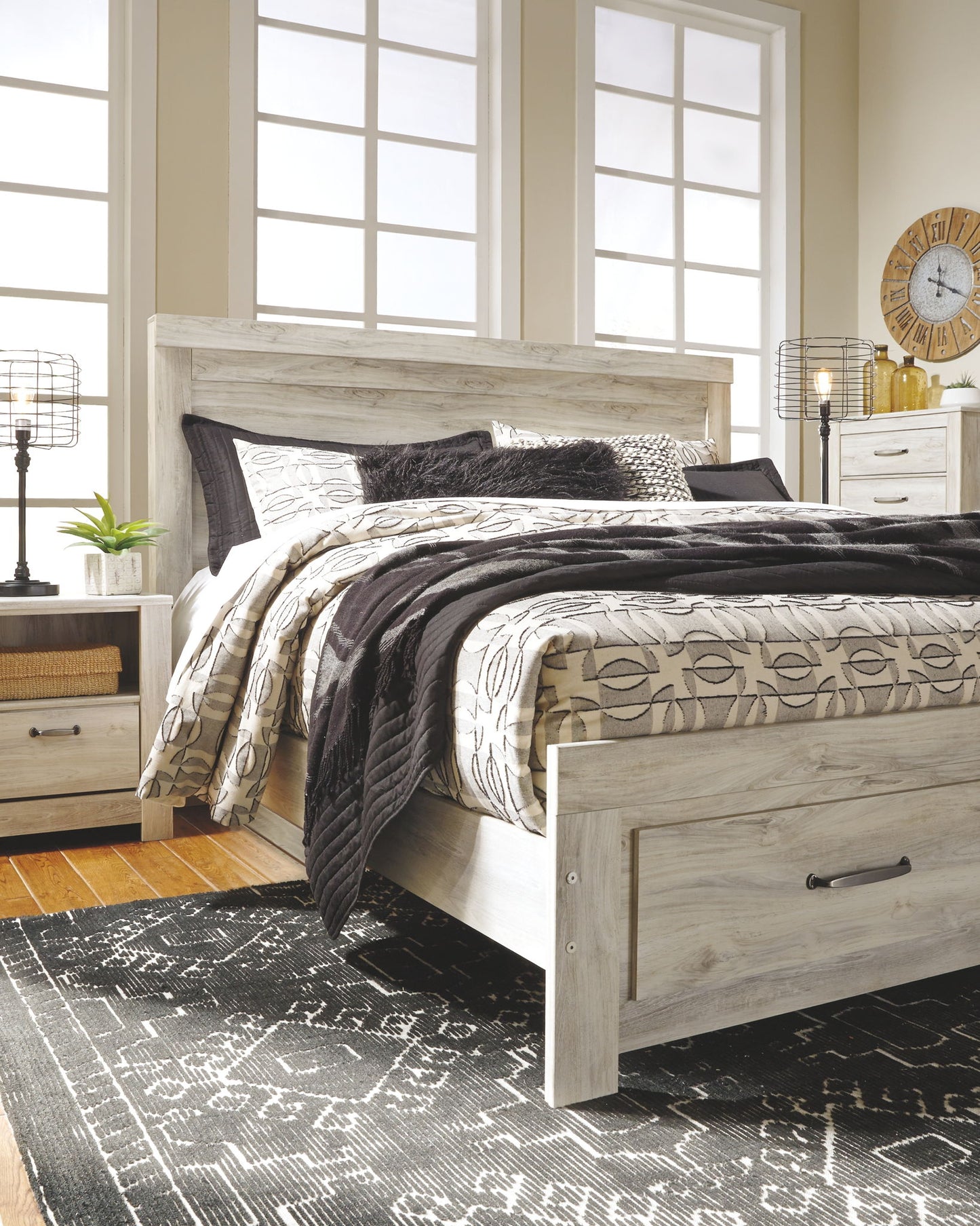 Bellaby - Whitewash - King Platform Bed With 2 Storage Drawers