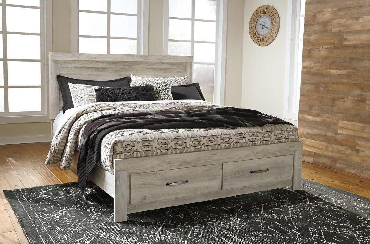 Bellaby - Whitewash - King Platform Bed With 2 Storage Drawers